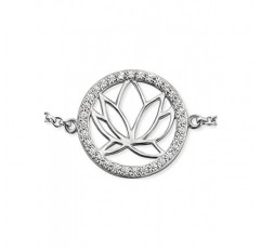 Engelsrufer ERB-Lotus-ZI 여성용 연꽃 펜던트 팔찌 925 스털링 실버 지르코니아 스톤으로 장식 랍스터 걸쇠 길이 19 cm, 실버 실버 지르코니아, 큐빅 지르코니아
