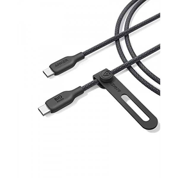 Anker USB C-C 충전기 케이블(240W, 6피트), iPhone 15/15 Plus/ 15 Pro/ 15 Pro Max, MacBook Pro 2020, iPad Pro 2020, iPad Air 4, Samsung Galaxy S23(팬텀 블랙)용 바이오 브레이드