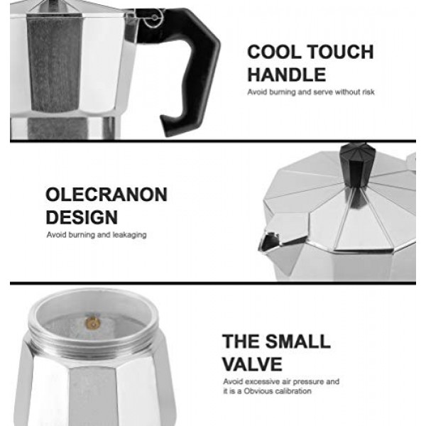 Mixpresso 알루미늄 모카 스토브 커피 메이커, 가스용 모카 포트 커피 메이커, 전기 스토브 탑, 클래식 이탈리안 커피 메이커, 에스프레소 메이커 스토브 탑, 캠핑 포트 3 