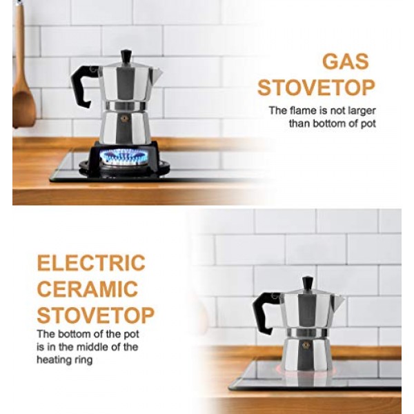 Mixpresso 알루미늄 모카 스토브 커피 메이커, 가스용 모카 포트 커피 메이커, 전기 스토브 탑, 클래식 이탈리안 커피 메이커, 에스프레소 메이커 스토브 탑, 캠핑 포트 3 