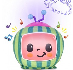 Sunny Days Entertainment CoComelon 공식 뮤지컬 프로젝터 야간 조명 | 소프트 플러시 멜론 바디 | 취침 노래를 재생하고 불을 켜십시오 | 유아용 수면제