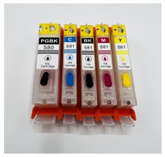 케이티 식용 잉크 리필 가능 케이티 식용 PGI-580BK / CLI-581 BK/C/M/Y 잉크 카트리지(580xl / 581xl) 자동 재설정 칩이 있는 Canon TS705 프린터 풀 세트와 호환 가능
