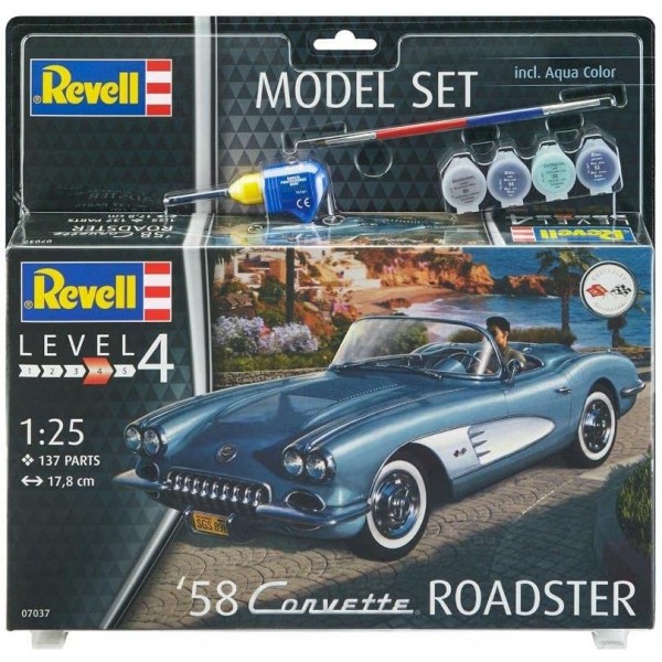 Revell 12 Voiture 67037 58 Corvette 로드스터 자동차 모델 키트 1:25