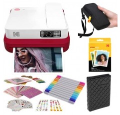 KODAK Smile 클래식 디지털 즉석 카메라(Bluetooth 포함)(빨간색) 스티커 번들