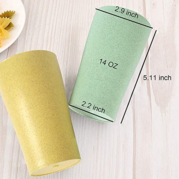 shopwithgreen 13.5온스 밀짚 컵, 깨지지 않는 음료수 잔 쌓을 수 있음 | 재사용 가능한 물 텀블러, 커피, 와인, 캠핑, BPA 프리용 머그 세트 | 식기세척기 및 전자레인지 금고