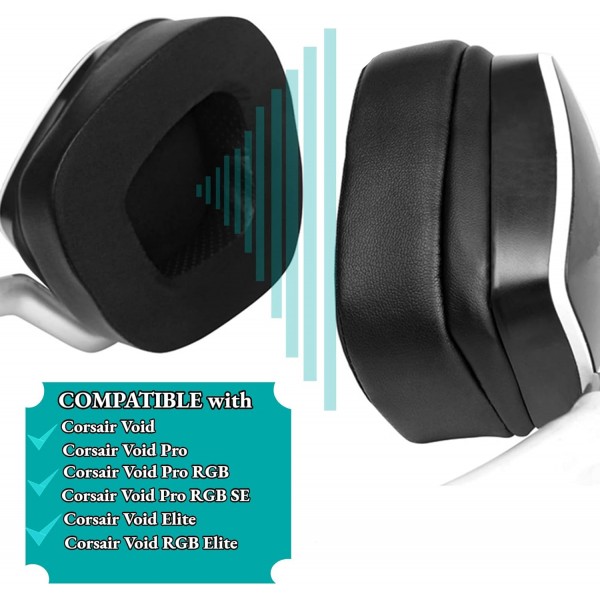 Corsair Void RGB Elite/Corsair Void/Pro/Void RGB SE 게임용 헤드셋과 호환되는 냉각 젤 교체용 이어 패드 업그레이드 7.1 메모리 폼 두께 증가(세트 1)