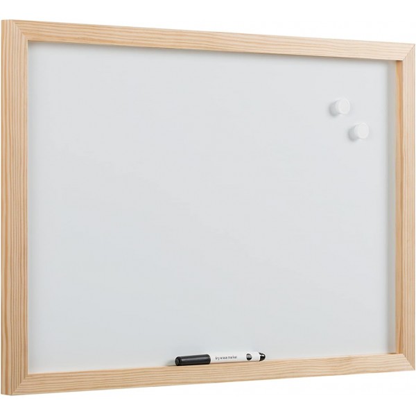Bi-Office Optimum 마그네틱 화이트보드 건조 지우기 소나무 MDF 프레임 60 x 45 cm