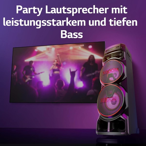 LG XBOOM RNC9, 스피커 4개 포함 양방향 사운드 시스템(돌비 오디오, 노래방 및 DJ 기능, 조명), 블랙[2023년식]
