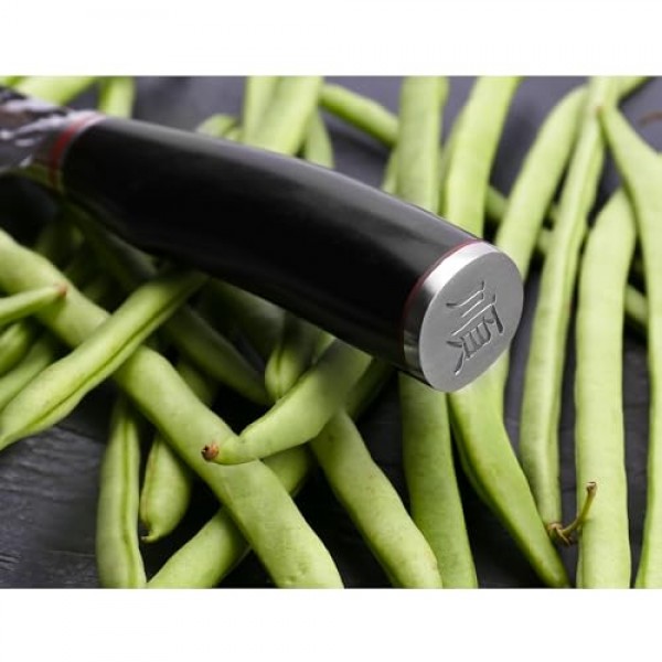 YOUSUNLONG 산토쿠 칼 7인치 요리사 칼 - 일본 망치 다마스커스 강철 - 가죽 칼집이 있는 천연 납나무 손잡이