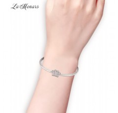 La Menars Shining Infinite Heart Pendant 925 Silver Charm for Bracelets 가장 친한 친구 비즈 여성용 목걸이 매달려 발렌타인 데이 생일 크리스마스 선물 개 발 참