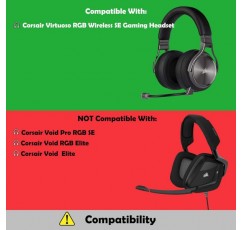 더 부드러운 단백질 가죽/메모리 폼이 있는 Corsair Virtuoso RGB 무선 SE 게임용 헤드셋 이어 패드와 호환되는 두꺼운 교체용 이어 패드