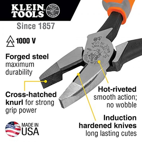 Klein Tools 9421R 1000V 절연 플라이어 도구 세트(플라이어 3쌍, 케이블 커터, 와이어 스트리퍼 및 스크루드라이버 2개 포함), 7피스