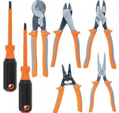 Klein Tools 9421R 1000V 절연 플라이어 도구 세트(플라이어 3쌍, 케이블 커터, 와이어 스트리퍼 및 스크루드라이버 2개 포함), 7피스