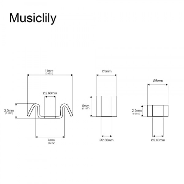 Musiclily 메탈 빈티지 스타일 기타 스트링 가이드 펜더 스트랫 스트라토캐스터 또는 텔레 스타일 일렉트릭 기타, 크롬(2개 세트)용 스트링 트리 리테이너