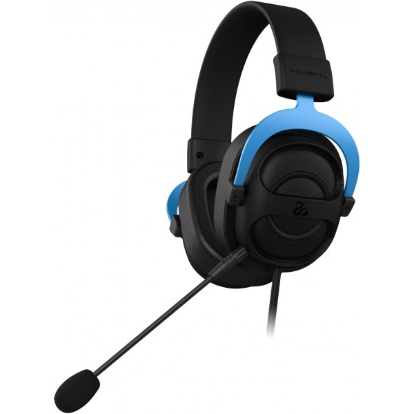 가상 7.1 서라운드 사운드, 교체 가능한 이어패드 및 탈착식 마이크가 포함된 Newskill Sylvanus Pro 게이밍 헤드폰, 블랙-블루