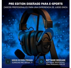 가상 7.1 서라운드 사운드, 교체 가능한 이어패드 및 탈착식 마이크가 포함된 Newskill Sylvanus Pro 게이밍 헤드폰, 블랙-블루