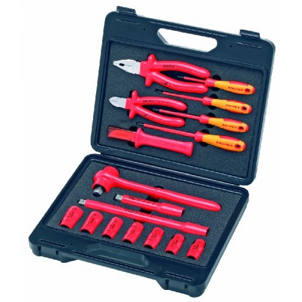 KNIPEX 17 PC 컴팩트 도구 세트(케이스 포함, 1000V 절연)