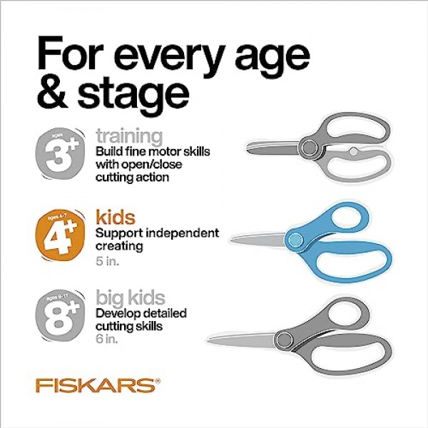 FISKARS® Magic Morph 어린이 가위 - 기울일 때 이미지 이동 - 4세 이상을 위한 뾰족한 팁 - 재미있는 닌자 디자인 - 학용품으로 돌아가기