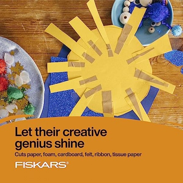 FISKARS® Magic Morph 어린이 가위 - 기울일 때 이미지 이동 - 4세 이상을 위한 뾰족한 팁 - 재미있는 닌자 디자인 - 학용품으로 돌아가기