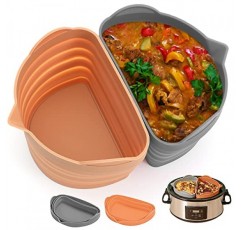 OFUN 슬로우 쿠커 디바이더 라이너 6-8 QT 적합, 실리콘 도기 냄비 라이너 재사용 가능한 냄비 디바이더 삽입 요리 액세서리 - 식기세척기 사용 가능, 누출 방지, BPA 없음(