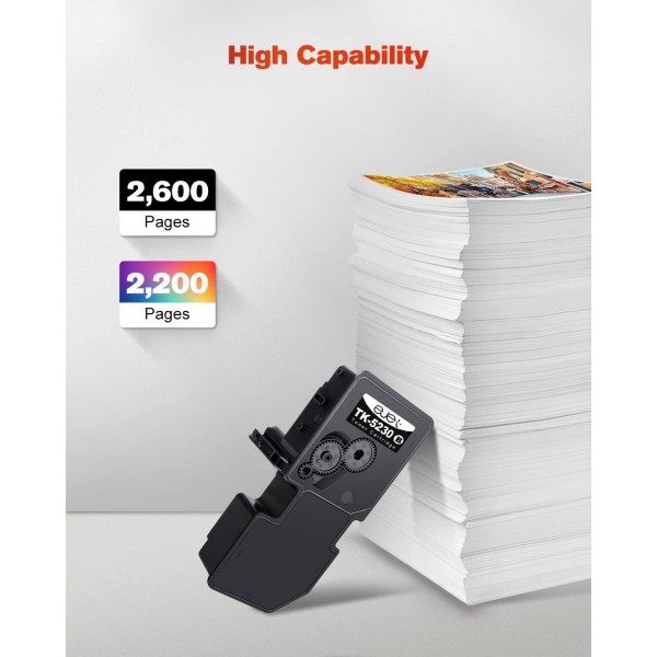 ejet TK-5230K 호환 교세라 TK 5230 TK5230 토너 카트리지 Ecosys M5521CDN M5521CDW P5021CDN P5021CDW £¨Black Cyan Magenta Yellow, 4-Pack)