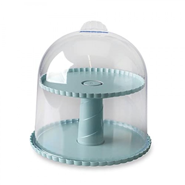 뚜껑이 있는 Nordic Ware 디저트 스탠드, 직경 10인치, 바다 유리 베이스