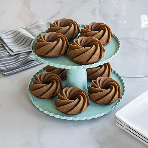 뚜껑이 있는 Nordic Ware 디저트 스탠드, 직경 10인치, 바다 유리 베이스