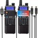 휴대용 햄 라디오 2팩 BAOFENG UV-5R 8W 듀얼 밴드 양방향 라디오(확장 배터리 포함) BL-5L 3800mAh 끈 및 USB 프로그래밍 케이블 및 USB 충전기 케이블 포함, 챠프 지원, 미국 보