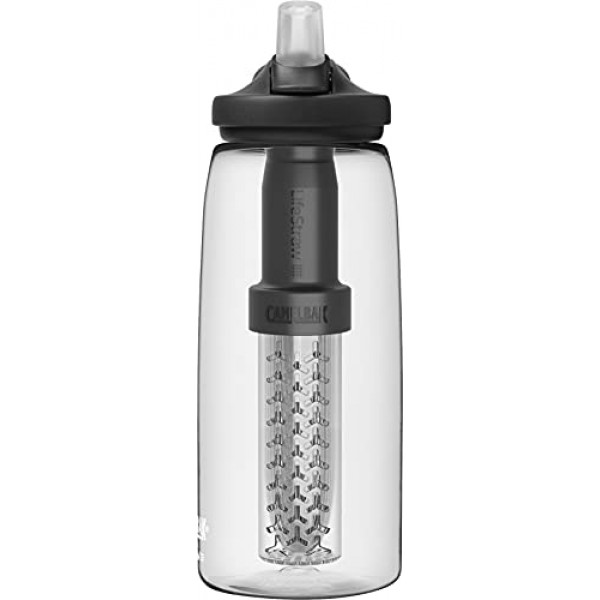 CamelBak eddy+ 정수 필터 물병 by LifeStraw 통합 2단계 필터 빨대 - 하이킹, 배낭 여행, 여행 및 비상 대비용