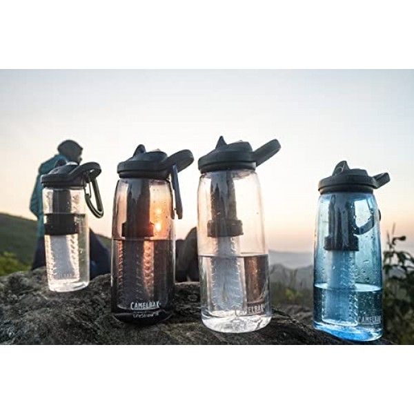 CamelBak eddy+ 정수 필터 물병 by LifeStraw 통합 2단계 필터 빨대 - 하이킹, 배낭 여행, 여행 및 비상 대비용