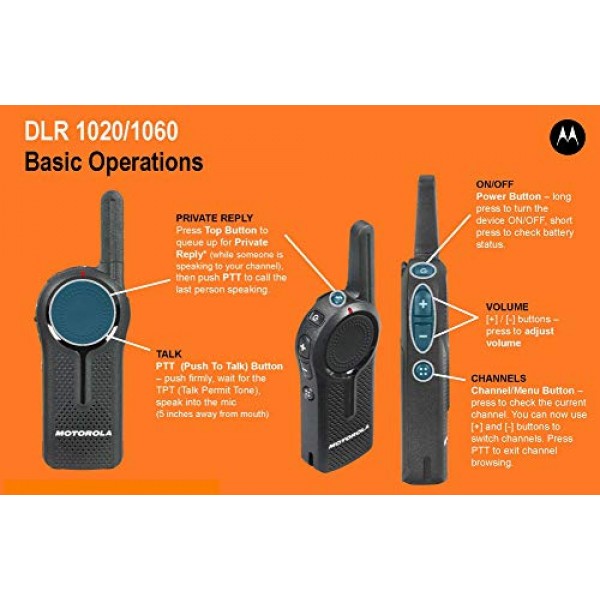 모토로라 DLR1060 양방향 무전기 6개 및 모토로라 56531 1개 무전기 충전기 블랙 6개