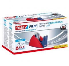 tesa Easy Cut 데스크 디스펜서 Professional - 접착 테이프 롤용 재충전 가능 테이프 디스펜서 크기 33 m x 19 mm - 19 mm x 33 m 롤용 레드/블루 레드/블루의 미끄럼 방지