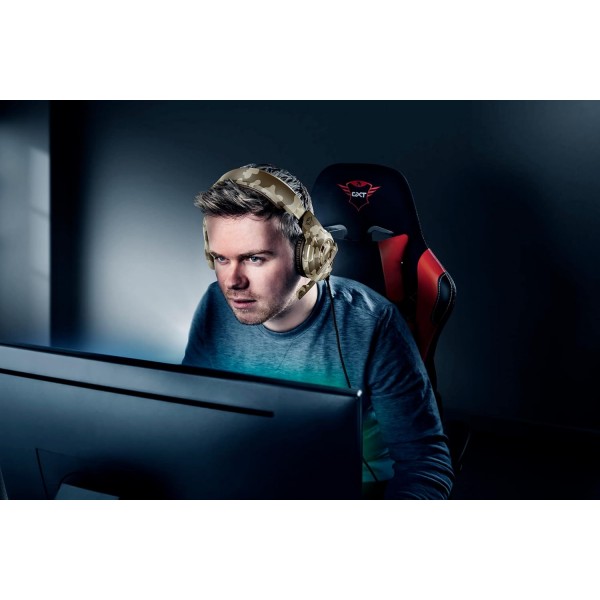 Trust Gaming GXT 310D Radius 게이밍 헤드셋(조정 가능한 마이크 포함, PS4, Xbox One 및 PC용) 사막 카모