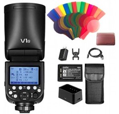 Nikon 카메라, 2.4G 무선 TTL HSS 스피드라이트, 1.5초 재활용 시간, 2600mAh 리튬 이온 배터리, 480회 최대 전력 촬영, 76Ws 스피드라이트 라이트(Godox V1N)와 호환되는 Godox V1-N 원
