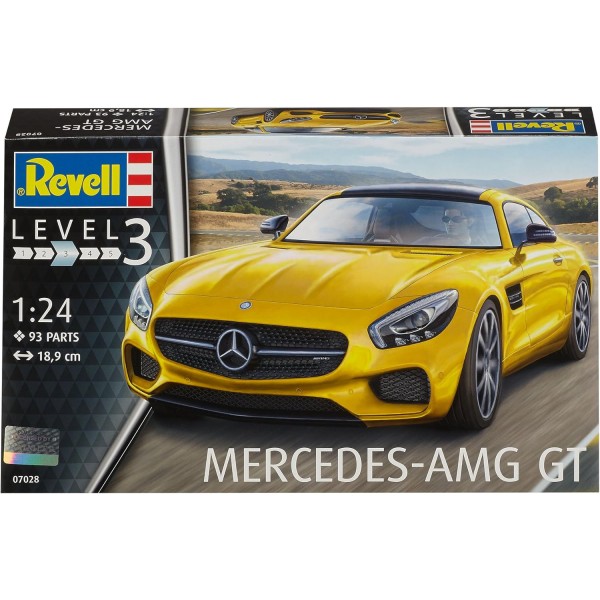 Revell 80-7028 자동차 모델 키트 1:24 - 1:24 축척의 Mercedes-Benz AMG GT, 레벨 3, 많은 디테일이 있는 충실한 복제품, 07028