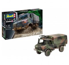 Revell 03337 03337 Unimog 2T 1:35 전문가를 위한 충실한 모델 키트, 도색되지 않음