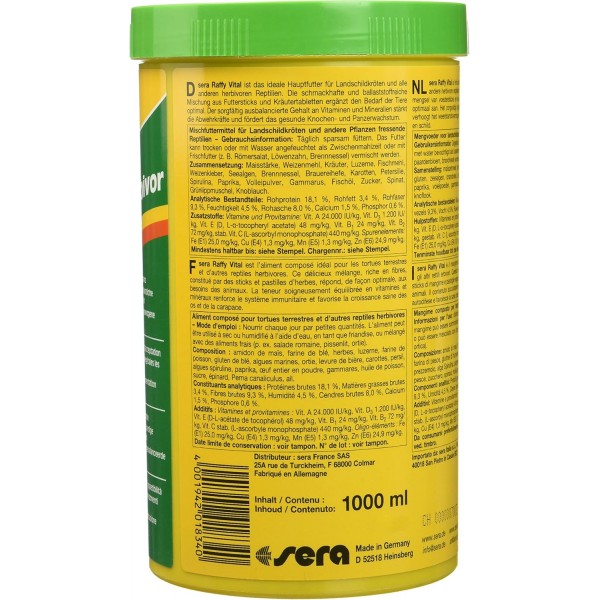 sera Herbs and Loops Nature 1,000ml(120g) - 종에 적합한 다양한 맛있는 허브 및 Raffy Vital Nature 1,000ml(190g) - 초식성 파충류를 위한 다양한 허브 Raffy Vital Nature 번들 1,000ml