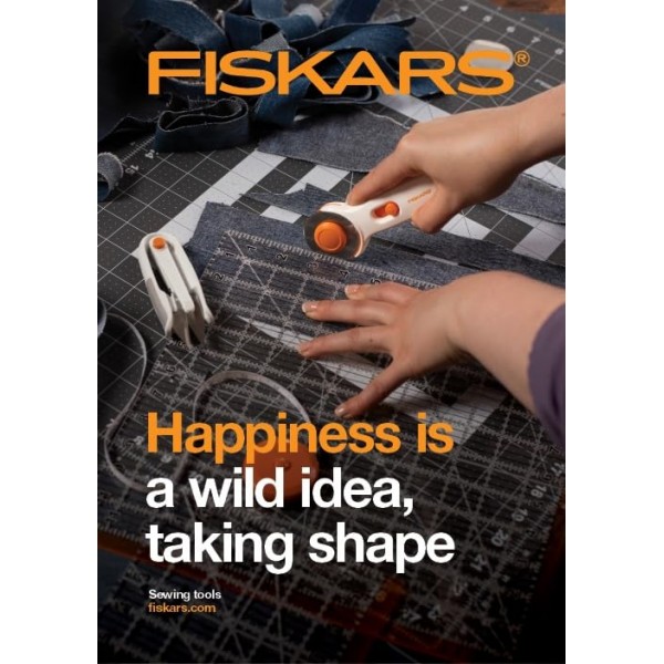 Fiskars 직물용 45mm 로터리 커터 - 프리미엄 스틱 로터리 커터 - 공예 용품 - 공예, 봉제 및 퀼팅 프로젝트 - 화이트