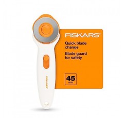 Fiskars 직물용 45mm 로터리 커터 - 프리미엄 스틱 로터리 커터 - 공예 용품 - 공예, 봉제 및 퀼팅 프로젝트 - 화이트