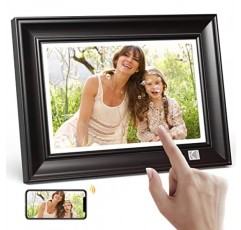 KODAK 디지털 액자 10인치(32GB 메모리 포함) WLAN 디지털 액자, FHD 1920 x 1200 터치 스크린을 갖춘 목재 전자 액자, 사랑하는 사람과 사진, 비디오, 음악 공유
