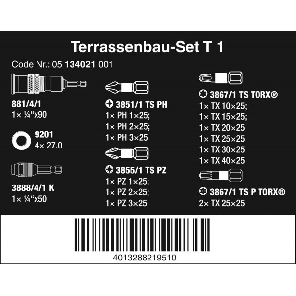 Wera Decking Construction Set T 1, 21개, 05134021001
