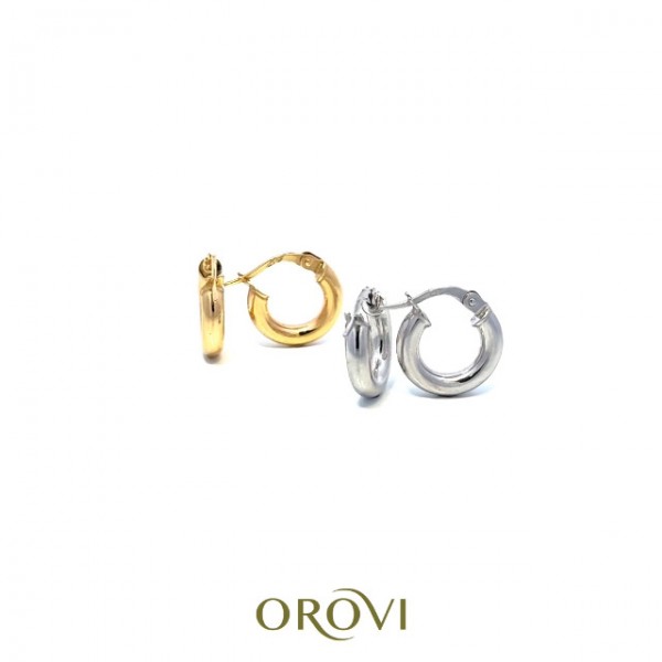 Orovi Jewellery 여성용 클래식 라운드 골든 후프 이어링, 옐로우 골드/화이트 골드 9캐럿(375) 골드로 제작된 우아한 접이식 후프 이어링, 후프 직경 14mm