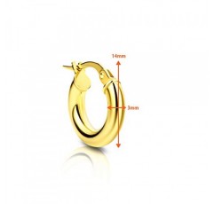 Orovi Jewellery 여성용 클래식 라운드 골든 후프 이어링, 옐로우 골드/화이트 골드 9캐럿(375) 골드로 제작된 우아한 접이식 후프 이어링, 후프 직경 14mm