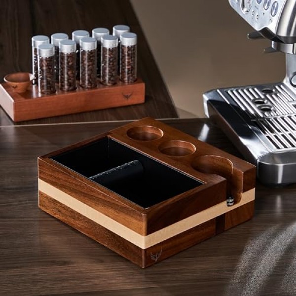 54mm Breville Espresso Portafilter/조정 가능한 Portafilter 높이, 분리형 에스프레소 덤프 빈 커피 주최자 용 54mm 탬핑 스테이션이있는 에스프레소 노크 박스
