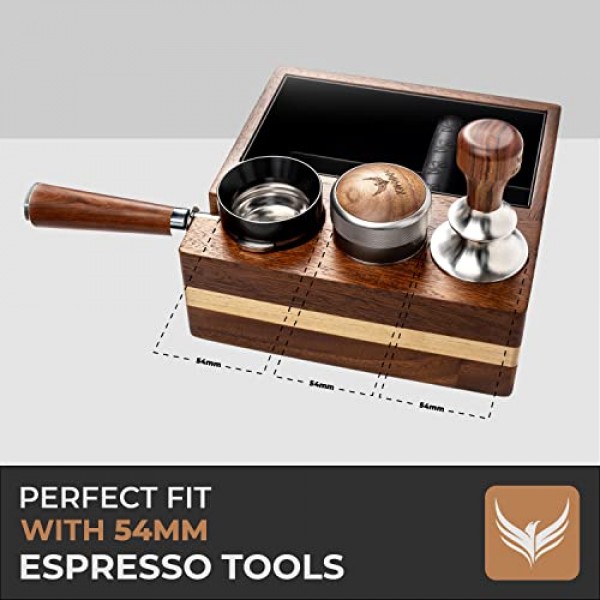 54mm Breville Espresso Portafilter/조정 가능한 Portafilter 높이, 분리형 에스프레소 덤프 빈 커피 주최자 용 54mm 탬핑 스테이션이있는 에스프레소 노크 박스