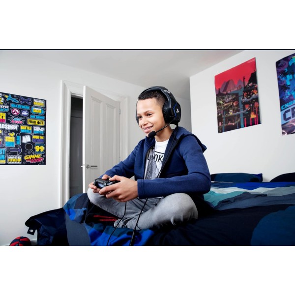 Trust Gaming Headset GXT 488 Forze - Playstation 공식 라이선스 - PS4 및 PS5 헤드셋, 접이식 마이크 및 조절식 헤드밴드, 3.5mm, 케이블 포함 오버이어 헤드폰 - 블랙 Forze 유선 헤드셋