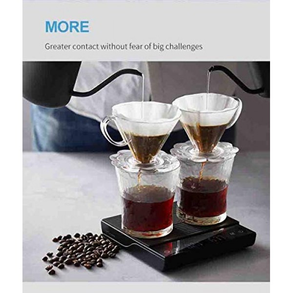 Hero V60 드립 커피 스케일(타이머 포함) 에스프레소 푸어오버 핸드브루 디지털 식품 주방 스케일 자동 타이밍 0.1g(흰색)
