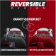 Teddy Emb Stag Duvet Cover Quilt Set, Snuggle Warm Reversible Fleece Bedding, Double, Charcoal/Red Emb-charcoal/Red Double