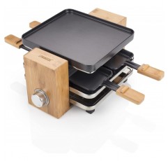 대나무 디자인의 Princess raclette 그릴 - 최대 4인용, 온도 조절 장치, 700와트, 팬 4개 및 주걱, 162900