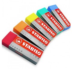 Stabilo - Legend 대형 컬러 PVC 고무 지우개 - 가소제 없음 - 5가지 다양한 색상 팩